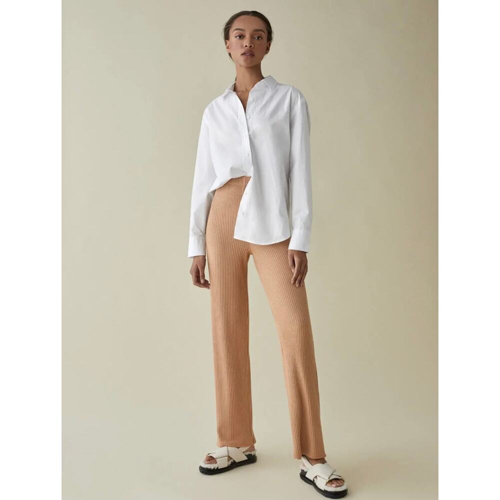 Reformation Ribbed Whitney Pants in Tan